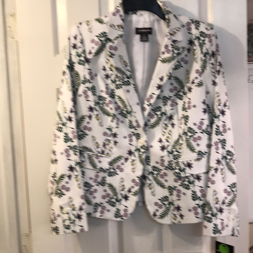 Liz Claiborne White/Flowered Womens Blazer
